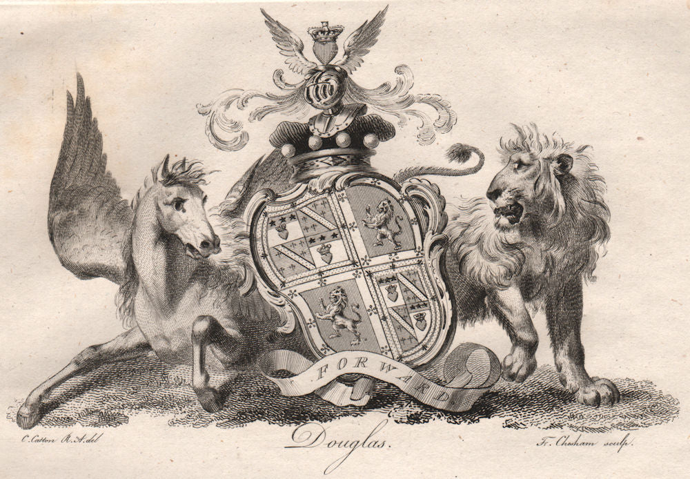 DOUGLAS. Coat of Arms. Heraldry 1790 old antique vintage print picture